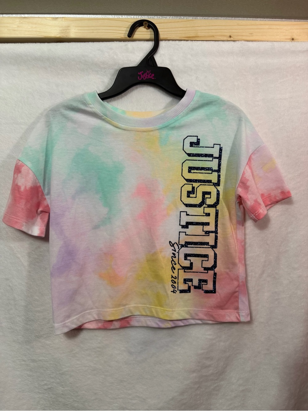 Justice Pastel Tie-Dye Cropped Tee - Pink, Mint, Yellow, Lavender